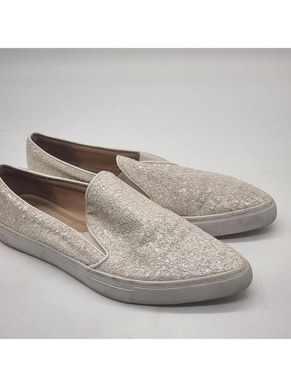 Zara Sparkle Slip On Sneakers Women's Size 10 Silver Glitter Casual Shoes